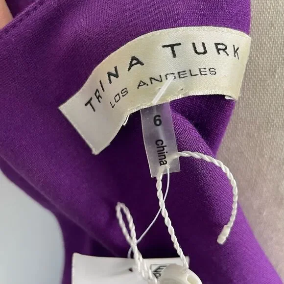 NWT Trina Turk Purple Midi Dress Size 6 - Picture 7 of 9